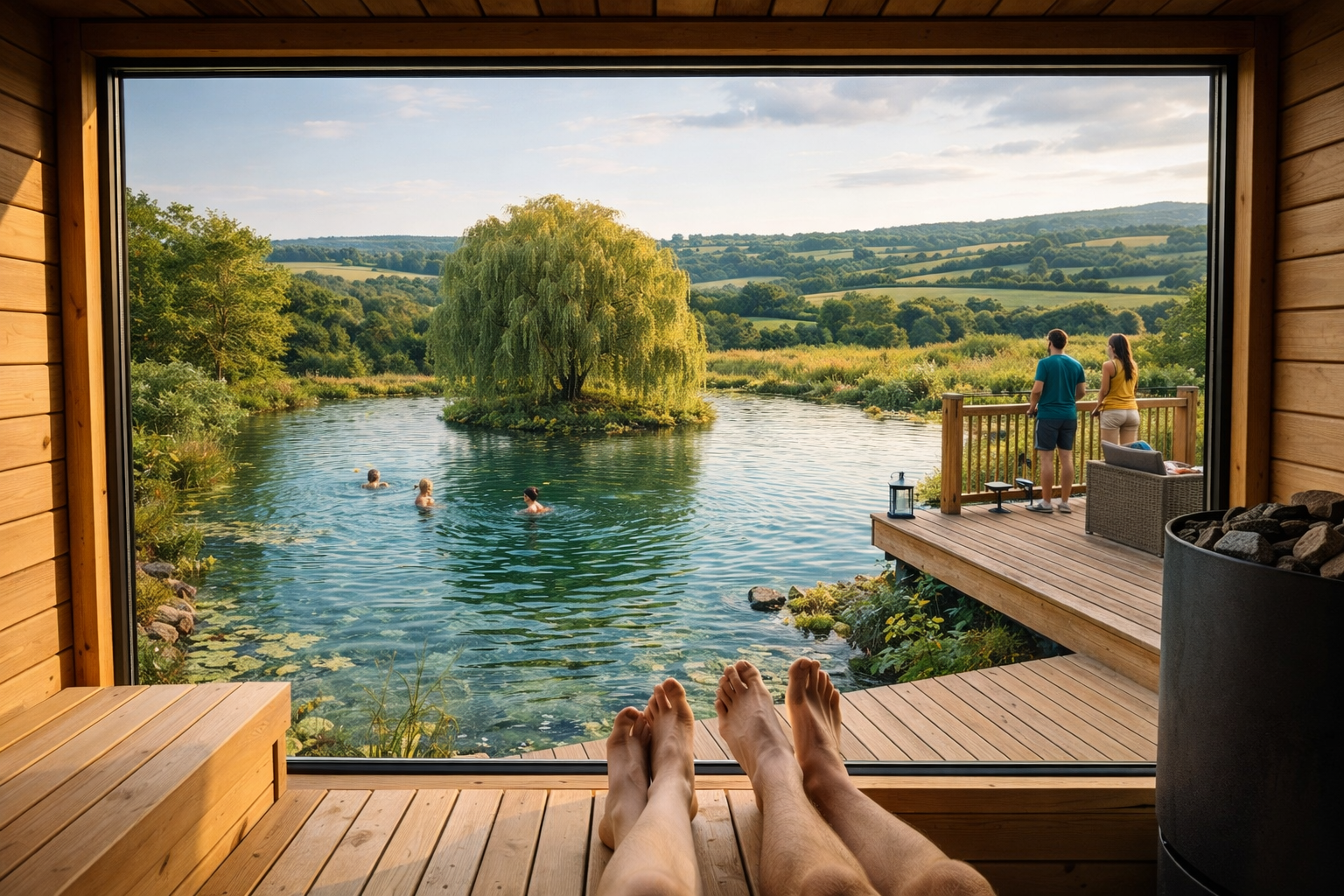 Sauna view over lake